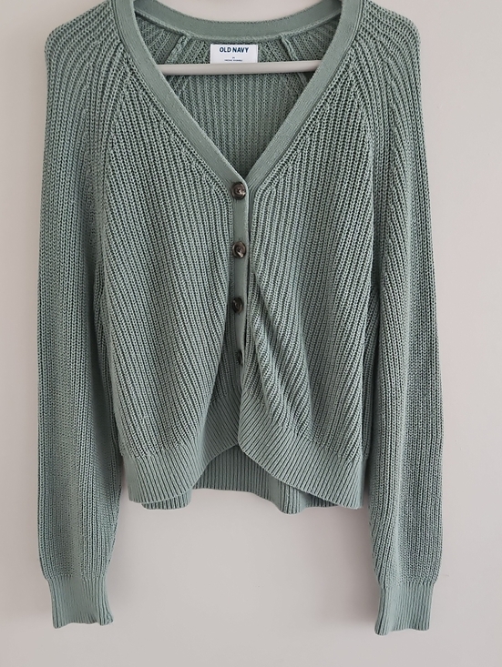 Old Navy Sweaters - Old Navy Light Sage Green Ribbed Button-Front Cardigan